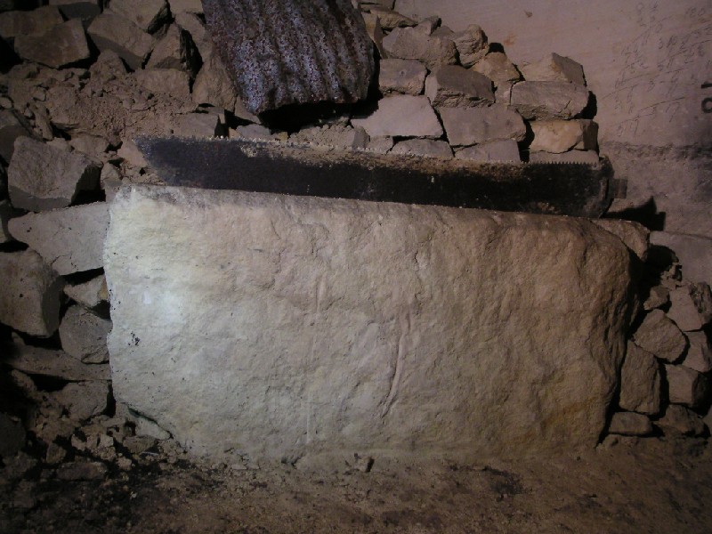 bfs_sawbench.jpg - An old bench with a stone saw waiting to be sharpened.