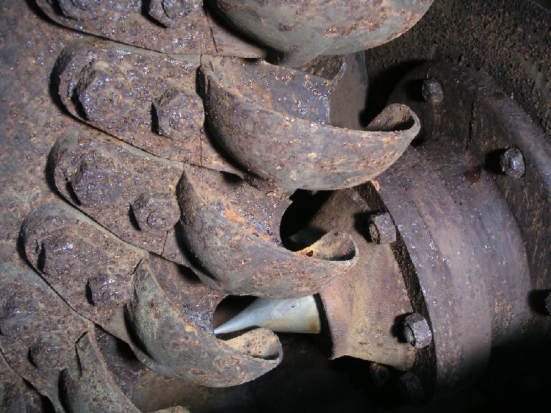 bs_comproom_peltonjet2.jpg - The water jet output which would have driven the pelton wheel. Note the excellent condition of it. In the pub we where discussing what it could have been made of, stainless steel came to mind, but that was only invented in 1913 and this installation pre dates that by a number of years.