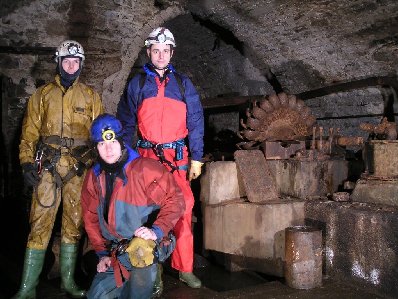 bs_ourgroup_pelton.jpg - Our group photograph in front of the pelton wheel in the compressor room.