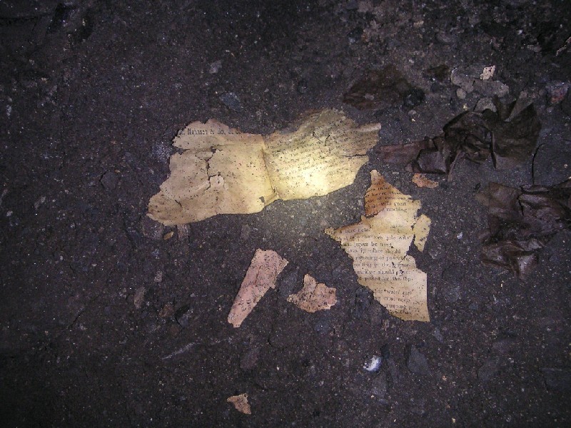 bh_explosivesmanual_SE_wellgillxvein.jpg - Explosives book detailing how to prepare a detonator, past the day light shaft near the entrance.