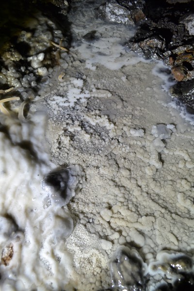 DSC_0308.JPG - Past the traverse - calcite formations in the stopes. Photo by Karli.