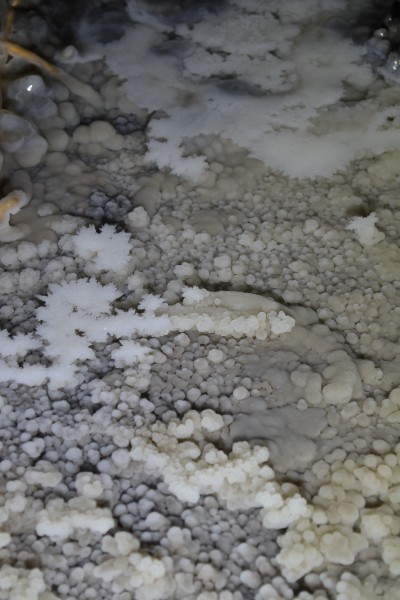 DSC_0309.JPG - Past the traverse - calcite formations in the stopes. Photo by Karli.