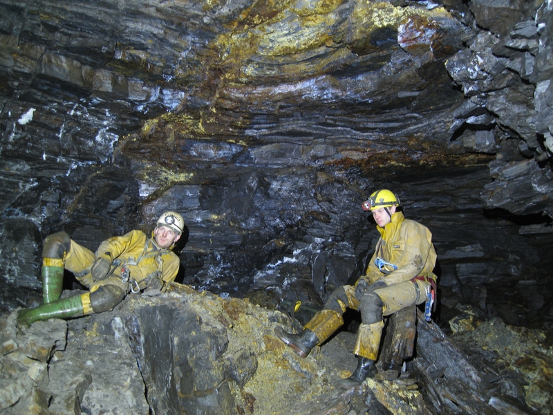 IMG_5835.JPG - As far as we went in the High Level. This was a large chamber that had fallen into the level. It is just before the dogleg, which enters the 'Old Level Now Run Close' that parallels the open section of High Level along Tatler's String.