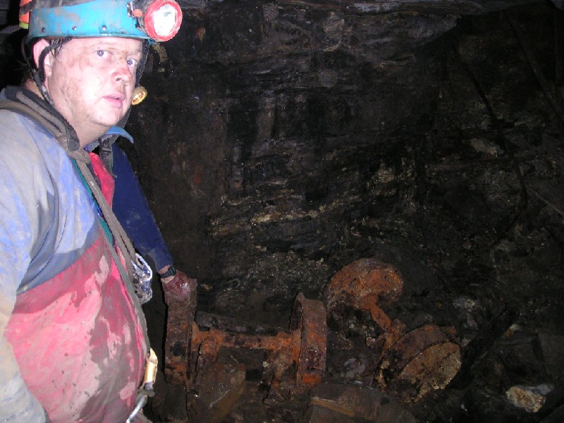 bh_wheels_brownleyhillvein.jpg - Old ore truck wheels in Brownley Hill Vein.