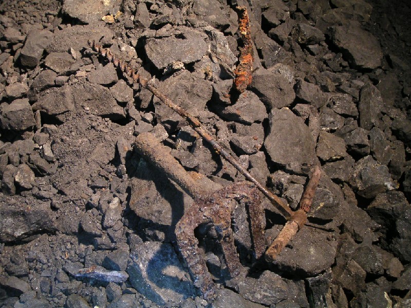 cc_westend_flats_artifacts2.jpg - On a pile of deads we saw this hopper scraper and arbor.