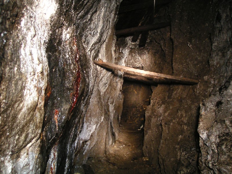 cc_mcnv_stope_3.jpg - This is looking back towards the wheels and debris from the end of the stope just before the shaft.