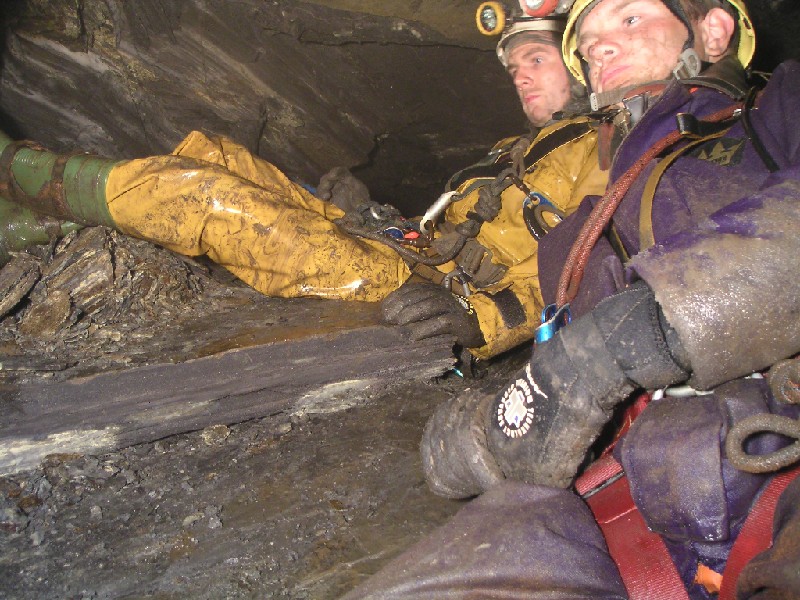 cch_startofconcrete.jpg - Happy boys, just got through the shale and reached the concrete arching.