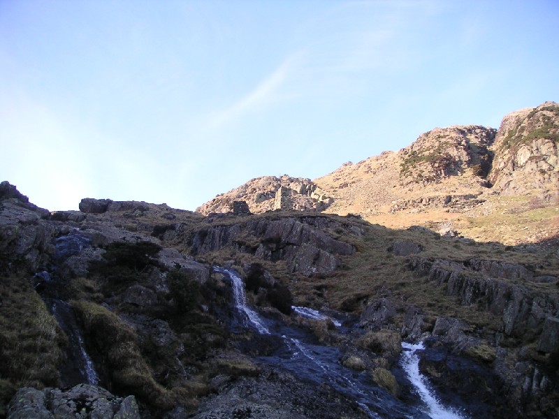 ccm_looking2bonserwheelpit.jpg - Looking up from Taylor's Level up to the site of the Old Engine Shaft Water Wheel.