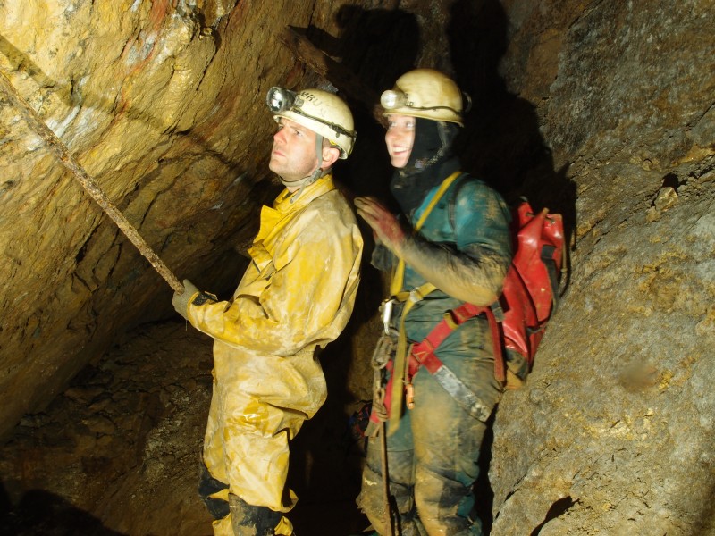 P6143327.JPG - Drill steel in stope above 50' Level. Captions on a postcard please.