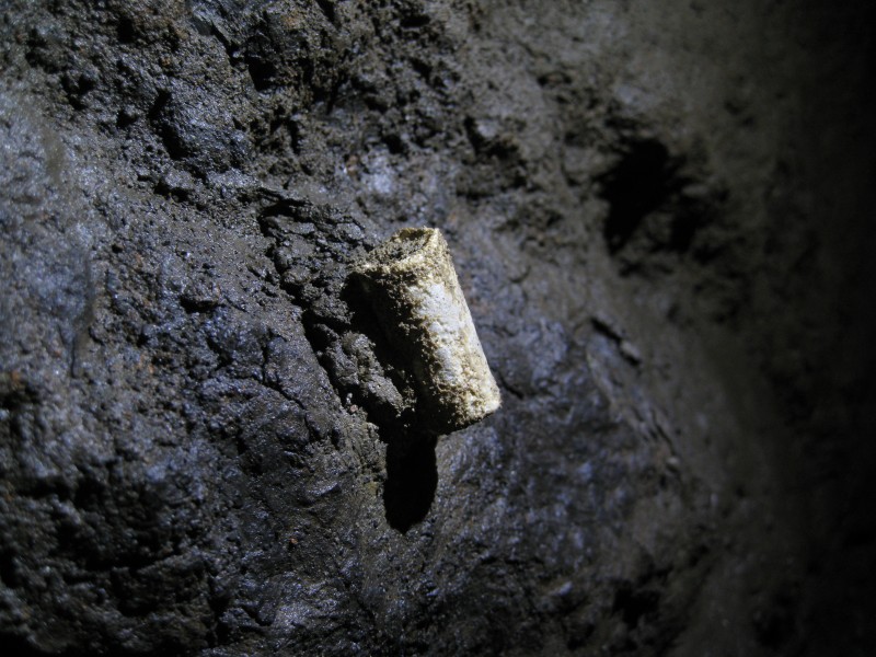 IMG_4476.JPG - An old candle, not tallow as it the norm but rather it looks like a paraffin one.