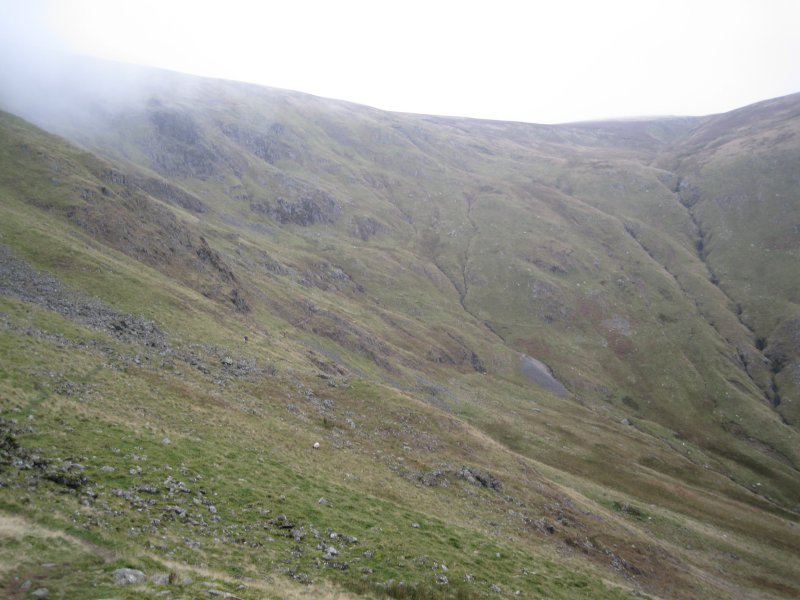 glencoyneleveland&valley.jpg - Looking down into the Glencoynedale Valley and the Glencoyne Level spoil heap.