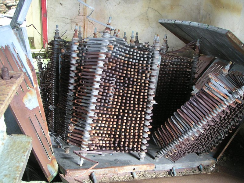 PICT6185.jpg - Burst open electrical box, looks like these where some sort of resistive elements. Old Drawing Shaft Winder House.