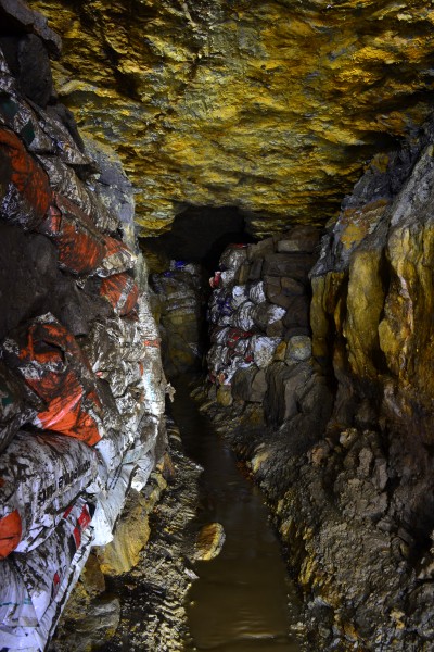 DSC_0571.JPG - Stacked bags full of spoil from the digs. Photo by Karli.