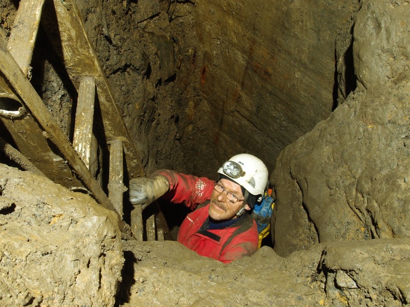 PC011874.JPG - Mark climbing back down Thomas Shield's rise.