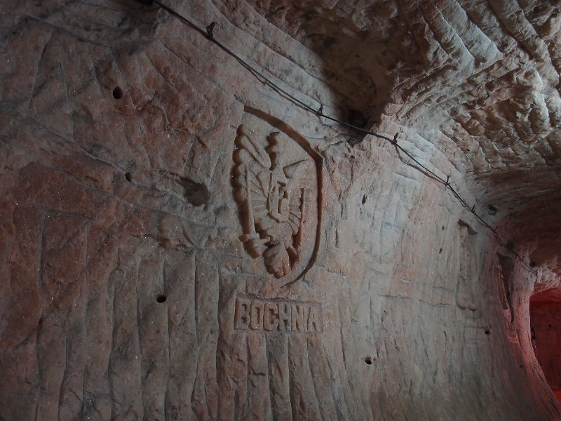 P5200636.JPG - Carved emblems for various Polish salt mines.