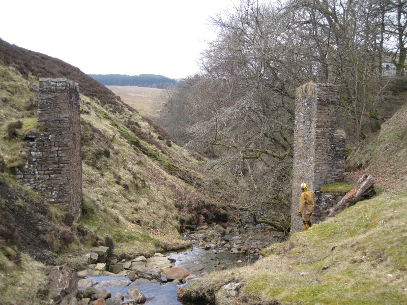 IMG_6202.JPG - Along Rampgill Burn are these two supports. Did the water pipe for the Brewery Shaft go along them?
