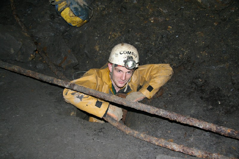 IMG_2416.jpg - Karli trying to fit down the pipe hole to Haggs, yessssssss. Photo by Pete.