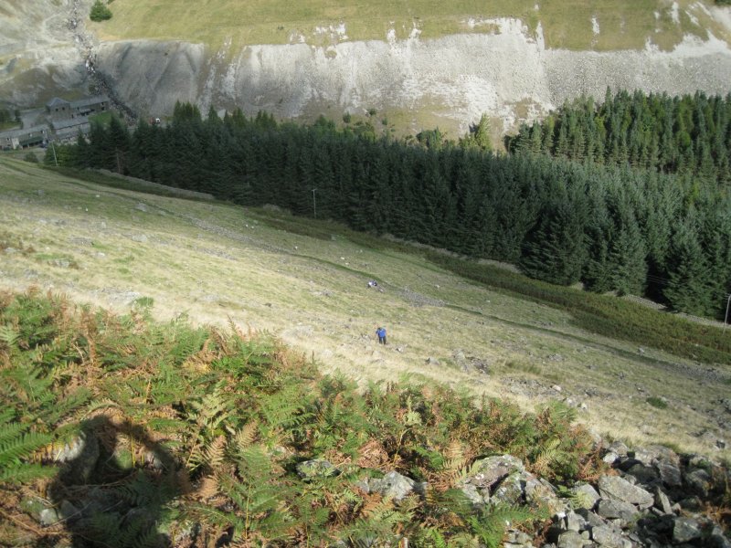 01_aubrey.jpg - Aubrey making his way up the fell side. Greenside mine in the top left.