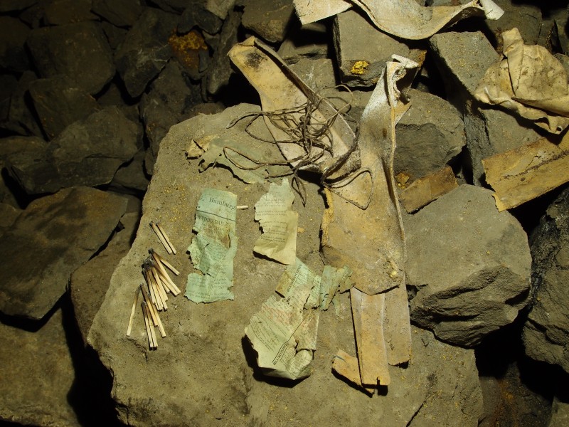 P7060869.JPG - Matches, explosive instructions, explosive boxes and string.