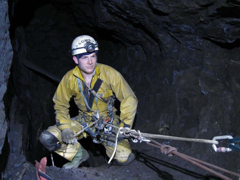 IMG_2290.jpg - Karli getting ready to descend the shaft.