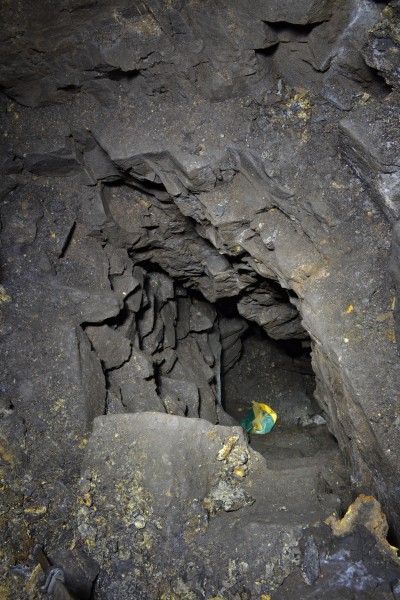 DSC_0240.JPG - Looking down to the lower workings near the access point. Photo by Karli.