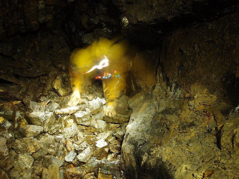 PB124712.JPG - One of the last passable falls, Pete returning BUT not wanting to pose! Past this is the final terminal fall.