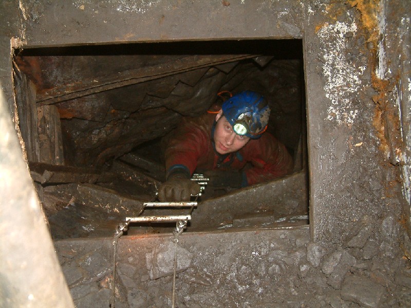 rg_mike_climbingup_reeds2.jpg - Myself just about to climb out.