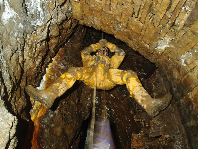 PA156787.JPG - Ian emerging from the chute.