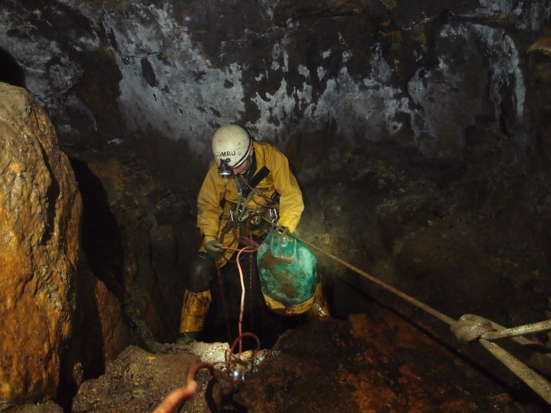 P7236152.JPG - Karli ready to abseil down and start clearing.