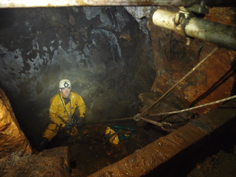 P7236177.JPG - Karli back up from the bottom, with all the water falling down there you come up clean.