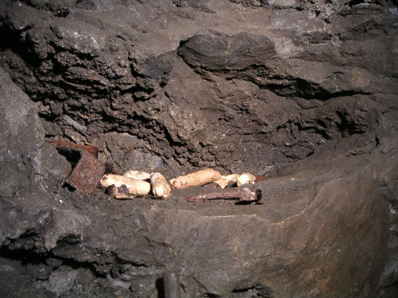 sc_sublev_dynamite.jpg - In a little excavated alcove we found 6 sticks of dynamite.