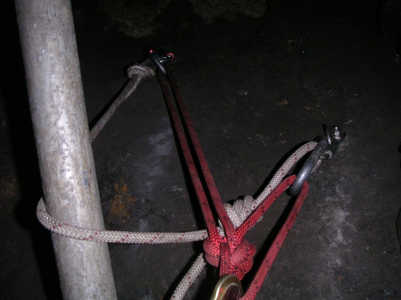 sc_wfsl_poleanchor1.jpg - The two anchors and loop of rope to keep the maypole in place on the ledge.