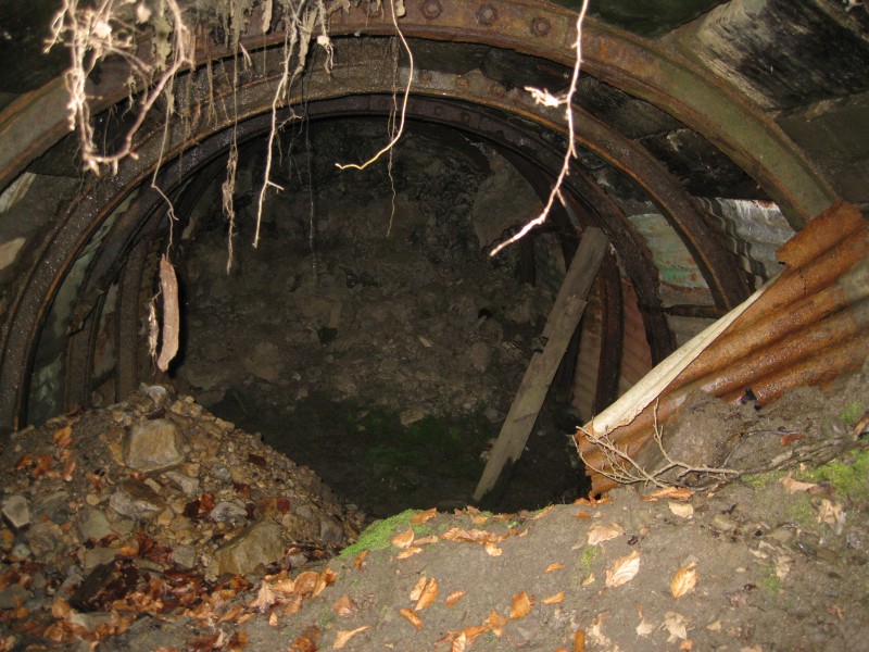 IMG_5618.JPG - View inside the Shield Hurst Adit, running water can be heard, which is draining out of the culvert in the ore bing.