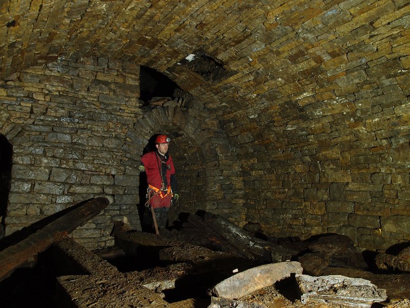 P6113799.JPG - Rear wall of the engine room, archways lead to the chamber at the back.