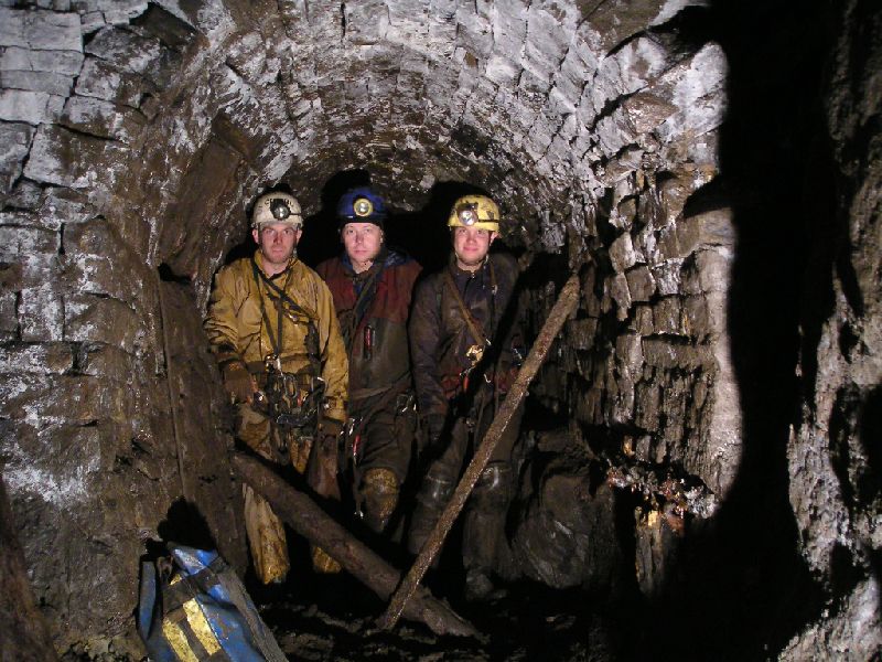 smallcleugh_group_pic.jpg - Smallcleugh Level, by the exit from the ore hopper.