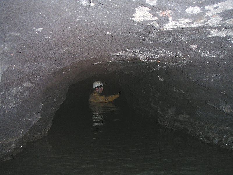 brownleyh_gbxvein_limestone.jpg - In the great limstone, it is here that we noticed the high water mark. The water here was very cold.