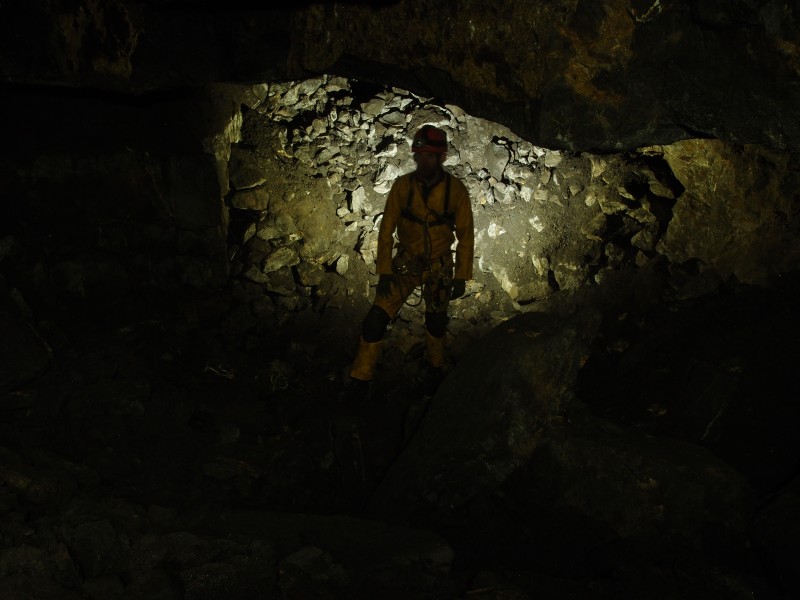 PA306697.JPG - Collapsing stopes past the drop down on Rampgill Cross Vein.