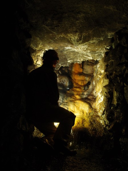 PA296637.JPG - Iron stained calcite flow. North Vein level.