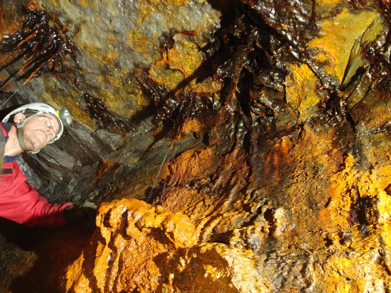 P6165246.JPG - Iron stained stalactites, south of Clargill Vein.
