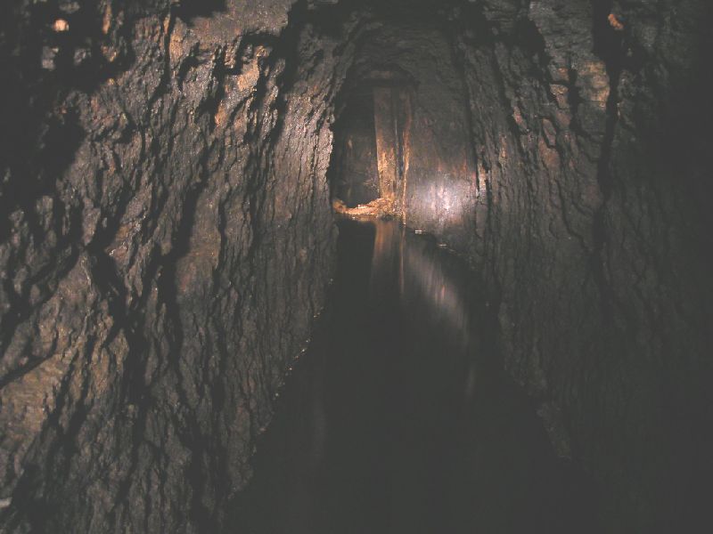 rswlevel_lookingbacktodoor.jpg - Looking back to the door that we found, shortly after this the passage came to a collapse.