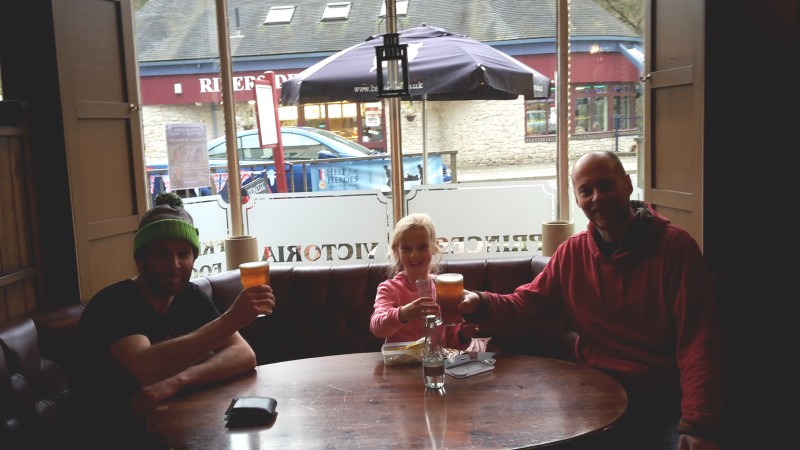 20170304_155903.jpg - Pints and Sparkling water at the Princess Victoria followed by chips from the Riverside Fish Bar.
