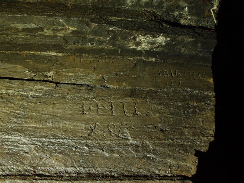 P7260338.JPG - Graffiti at the crosscut to Spark's Sump.